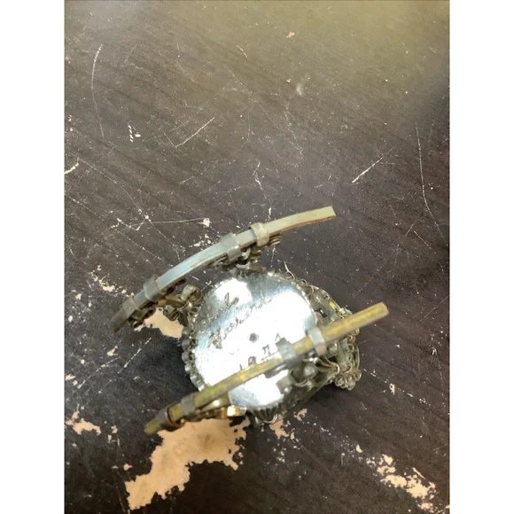 Vintage Tramp Art Filigree Metal Dollhouse Rocking & Straight Leg Chairs & Table - Picture 8 of 12